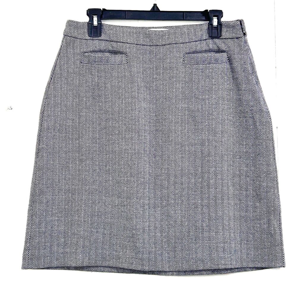 Talbots Women's Herringbone Mini Skirt 10P Black Gray Mini Skirt With Pockets
